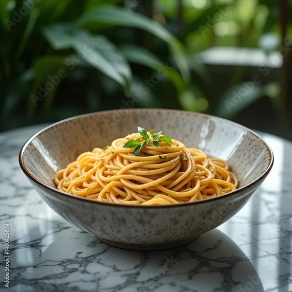Obraz Spicy Sensation: Noodles with Chili and Cilantro  