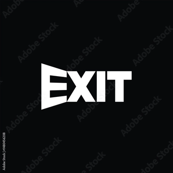 Fototapeta exit logo design, typography text exit vector, arrow graphic concept 