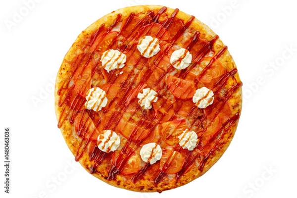 Fototapeta pizza on a white background. food for the menu and delivery site