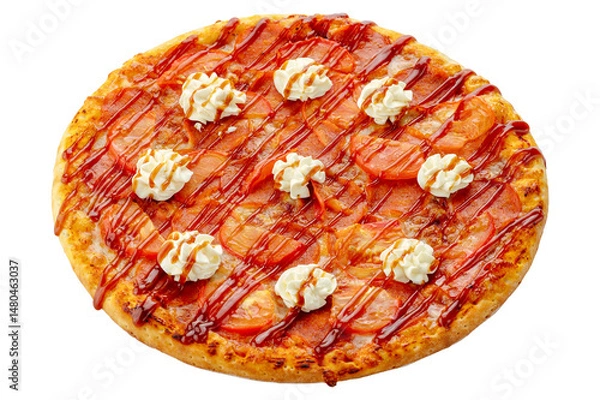Fototapeta pizza on a white background. food for the menu and delivery site