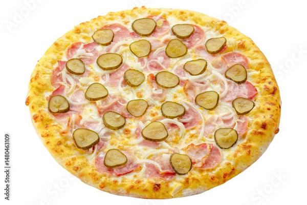 Fototapeta pizza on a white background. food for the menu and delivery site