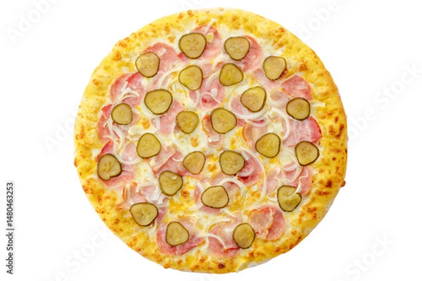 Fototapeta pizza on a white background. food for the menu and delivery site
