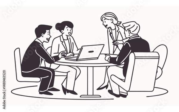 Fototapeta Office team work vector with new look