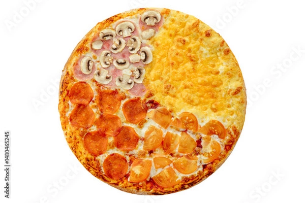 Fototapeta pizza on a white background. food for the menu and delivery site