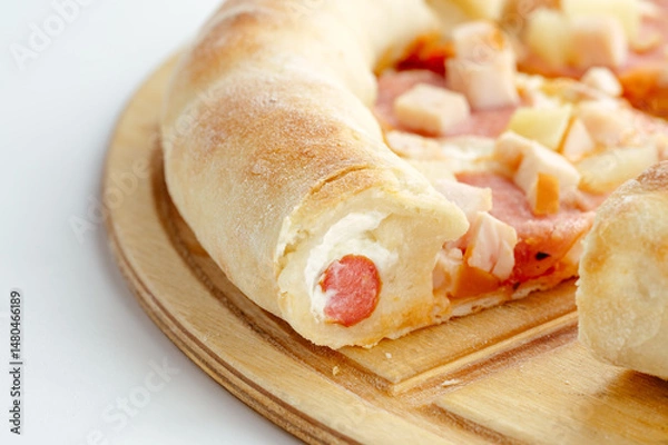 Fototapeta pizza on a white background. food for the menu and delivery site