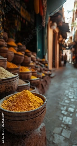 Obraz Moroccan spice market with vibrant colors.