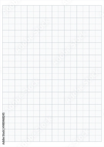 Obraz A4 graph paper pattern on white background for study, drawing, handwriting, architecture, grey grid lines, vector illustration.