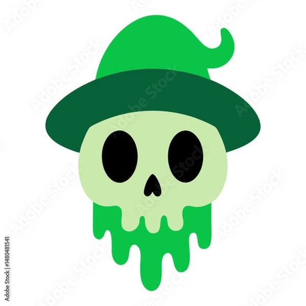 Fototapeta skull with hat slime on white
