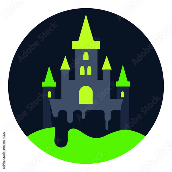 Fototapeta haunted castle slime in circle on white