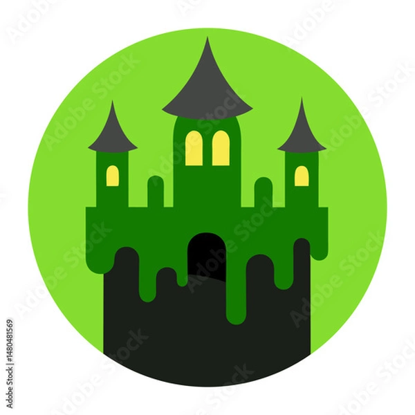 Fototapeta haunted castle slime in circle on white