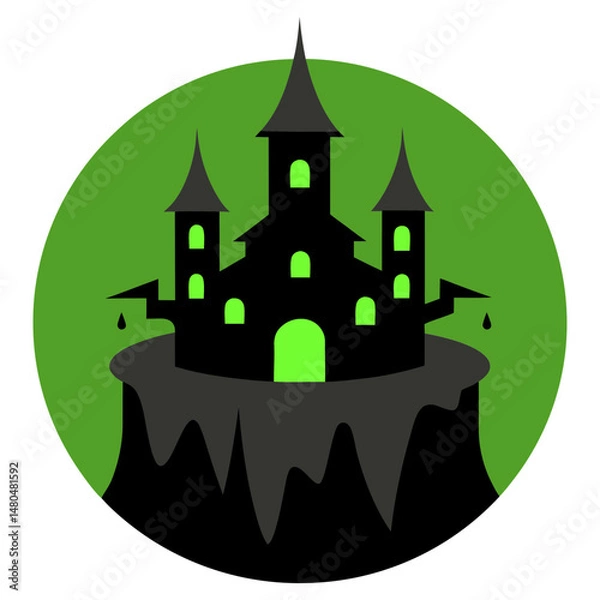 Fototapeta haunted castle slime in circle on white