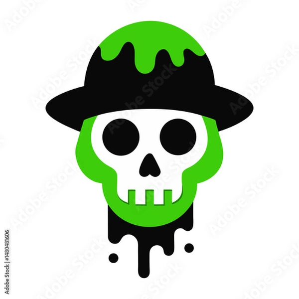 Fototapeta skull with hat slime on white