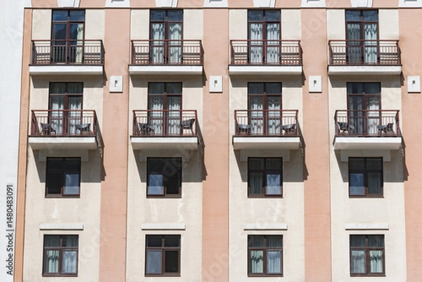 Obraz Balconies and windows of the building.