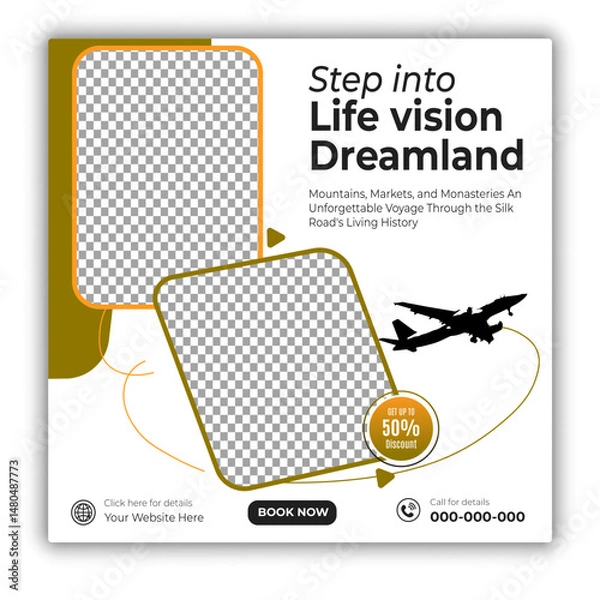 Fototapeta Travel and tour social media posts and web banner square design template
