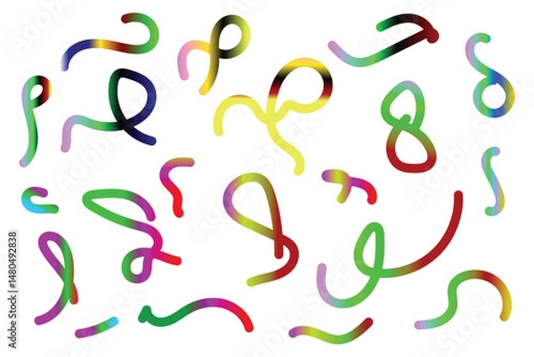 Obraz Colorful ribbon confetti pattern with curved streamers