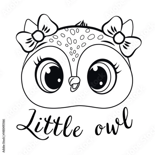 Fototapeta Print black and white with an owl dancing in vector