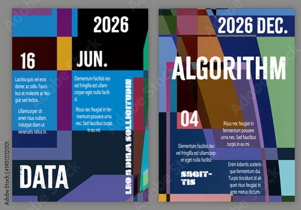 Obraz Flyer A4 Abstract Pixilated Bright Rectangles Big Data
