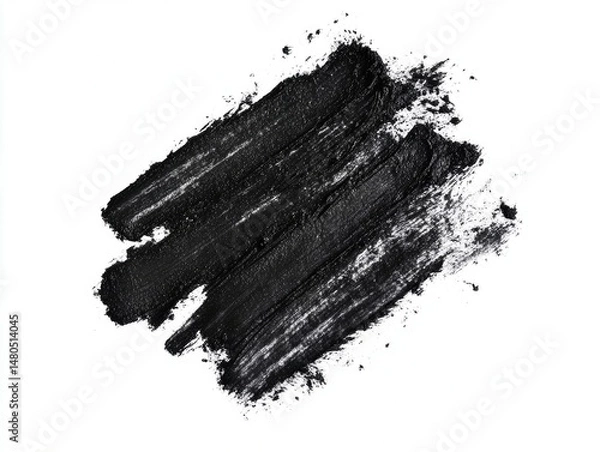 Obraz Black makeup smudge on white background.  Detailed texture of the product