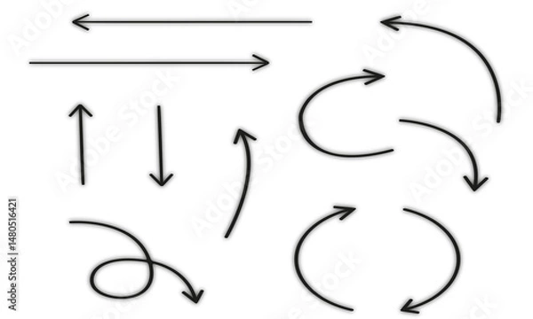 Obraz Collection hand drawn arrows. Set simple arrows isolated on white background. Arrow mark icons. Arrow paint.