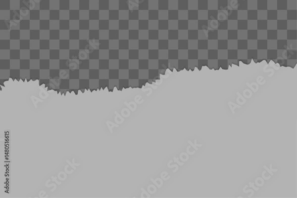 Obraz Piece of torn black horizontal paper with soft shadow stuck on white squared background. Vector illustration