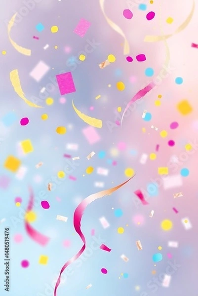 Fototapeta Confetti Explosion A Joyful Celebration Floating Away