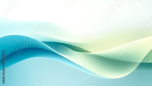 Fototapeta Abstract Blue Green Wave Background Presentation Template