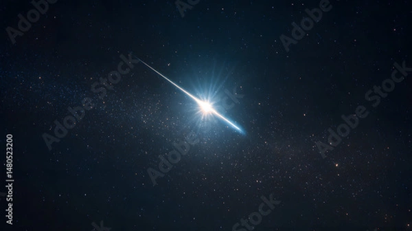 Obraz Heller Meteorit blitzt durch den Nachthimmel im Weltall
