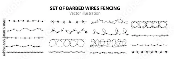 Fototapeta Barbed Wire Set