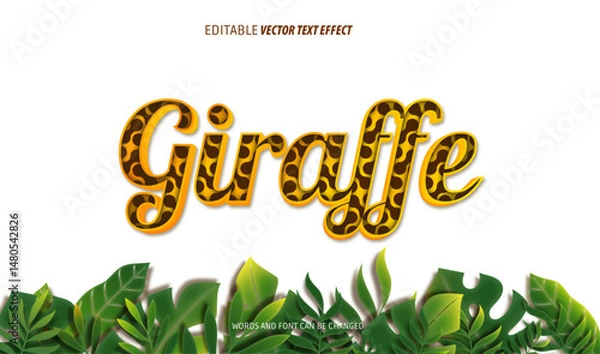 Obraz giraffe editable text effect