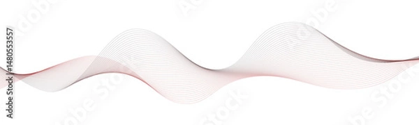 Obraz Wave lines smooth flowing dynamic isolated on white background. Technology, digital, communication, geometric border. Isolated on white background. Vector illustration.