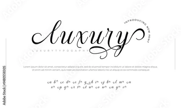 Fototapeta Luxury  alphabet letters font. Classic Modern Serif Lettering Minimal. Typography and number decoration fonts for branding, wedding, logo.