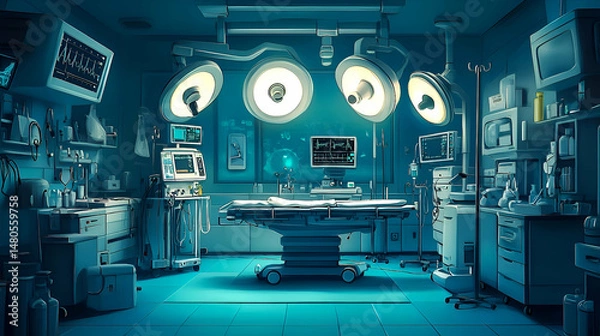 Fototapeta Interior view of a modern operating room.