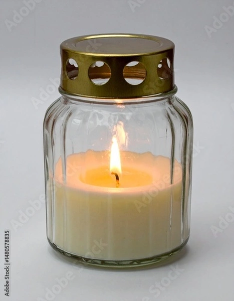 Fototapeta Jar candle with flame