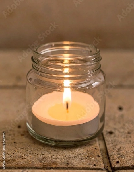 Fototapeta Jar candle with flame