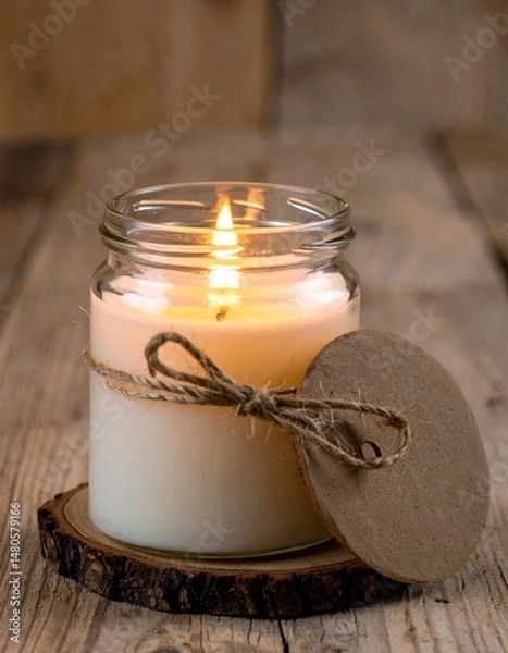 Fototapeta Jar candle with flame