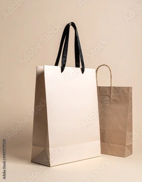 Fototapeta Shopping bag mockup on neutral background