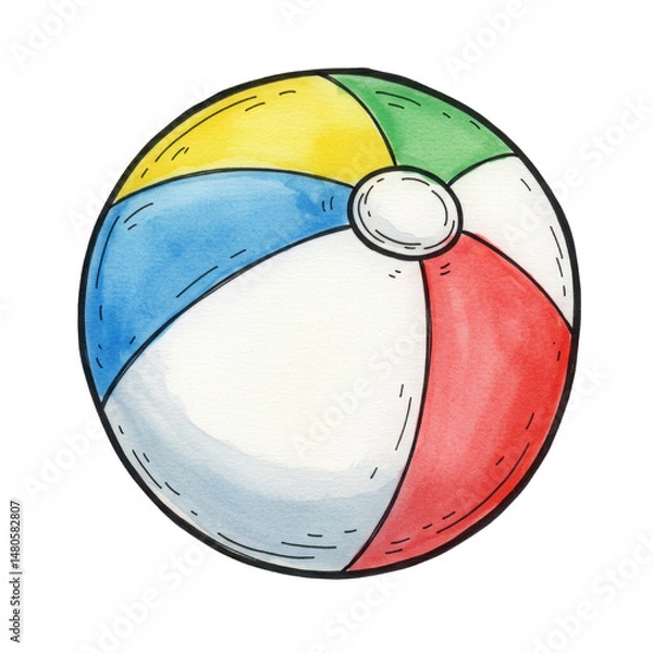 Obraz Colorful beach ball with red, yellow, green, and blue sections  