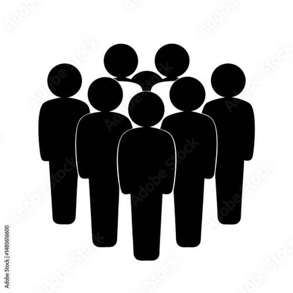 Fototapeta Silhouette of a crowd of people represented by simple shapes