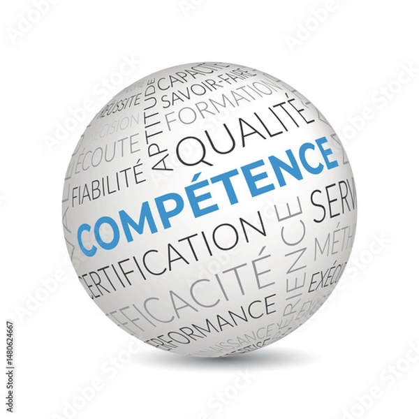 Fototapeta French competence concept sphere with quality and expertise keywords