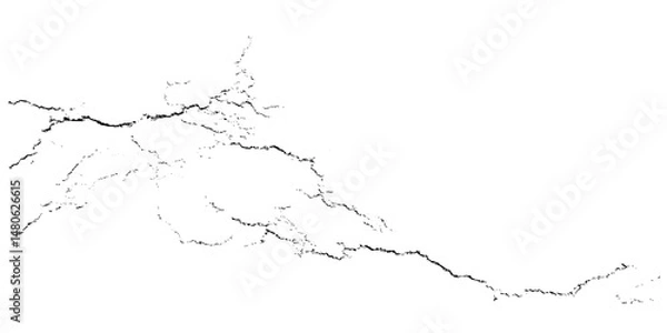 Fototapeta Vector overlay abstract texture. Natural complex crack element on white background. Organic grunge one color surface.