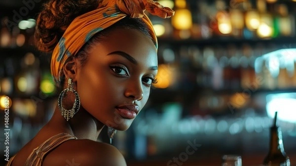 Obraz Female Publican Owns. BarTender working in Public house, looking at camera. Startup successful small business owner. Drinks Business. Small and Medium Enterprises concept.