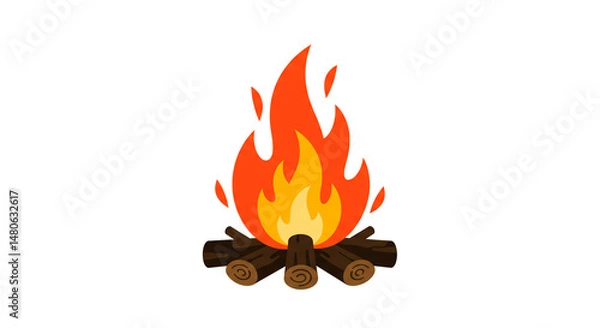 Fototapeta A cozy campfire with a warm, inviting glow, perfect for stories, roasting marshmallows, and creating lasting memories.
