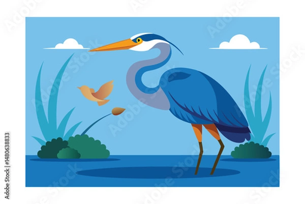 Obraz heron on the lake