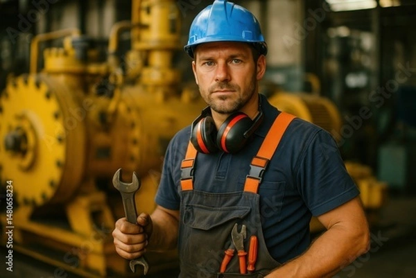 Obraz Mechanical engineering workers utilize a range of equipment to carry out their tasks and responsibilities