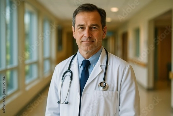 Obraz Medical professionals, including doctors and physicians, don white gown uniforms and utilize stethoscopes while providing services in hospitals and clinics, embodying the healthcare concept