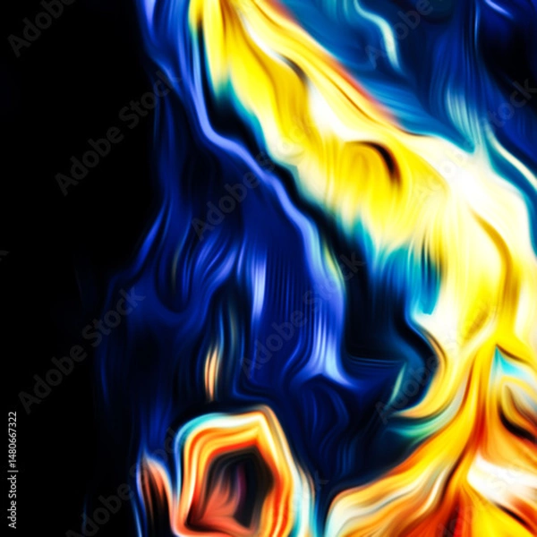 Obraz Abstract fluid art digital painting and dynamic swirling patterns with vibrant color transitions.