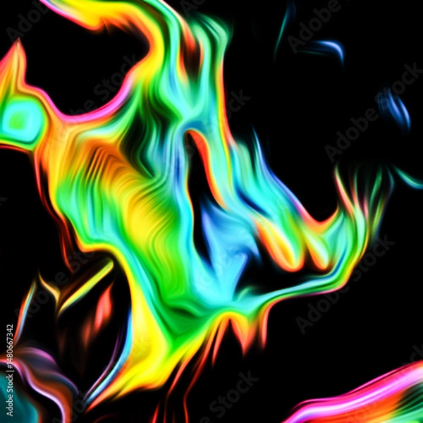 Obraz Abstract fluid art digital painting and dynamic swirling patterns with vibrant color transitions.