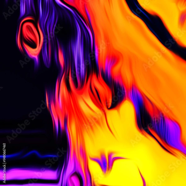 Obraz Abstract fluid art digital painting and dynamic swirling patterns with vibrant color transitions.