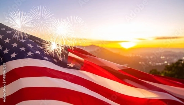 Fototapeta 4th of july banner background
