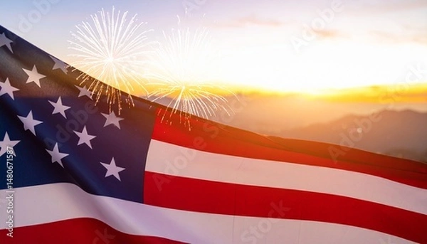 Fototapeta independence day flag and sparklers background
